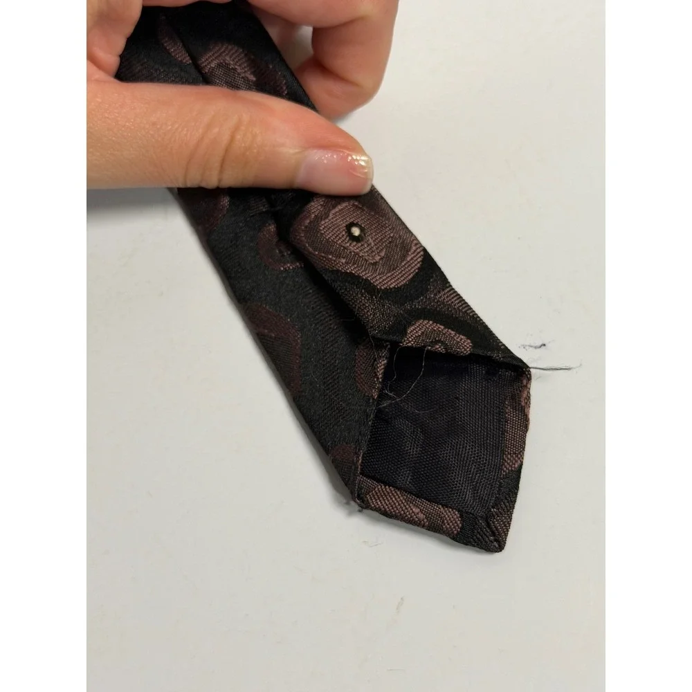 VTG Envoy Limited Edition Tie Brown Black Geometric Abstract Silk Mens OS